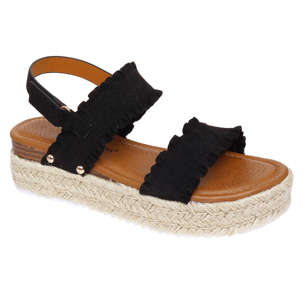 Pierre Dumas Women's Magic-9 Platform Espadrille Sandal (10, Black, numeric_10)
